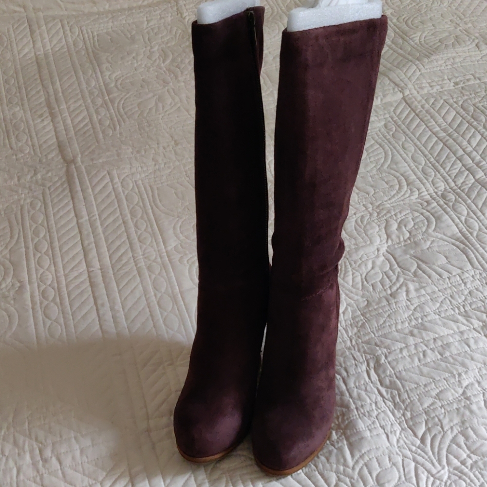 Lucky Brand suede wedge heel boots brown size 7